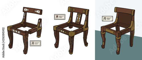 Antique Wood Chair Frame Isolated