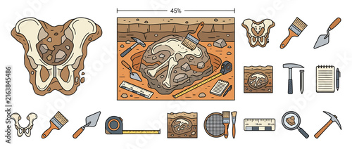 Archaeological Dig Site and Tools Set