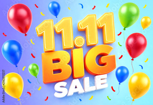 Colorful celebration with big sale banner and balloons for special shopping event promotion advertisement design