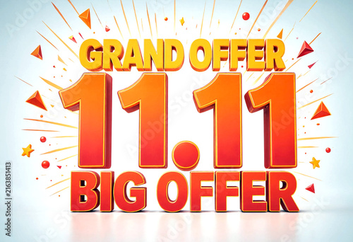 Colorful explosive grand offer sale banner with bold numbers eleven eleven for big discounts