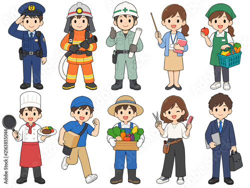 子ども向け職業コスチュームの人物セット