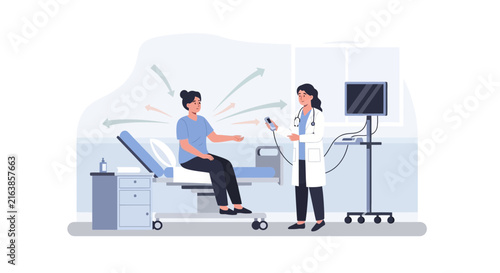 Doctor Measuring Patient's Blood Pressure in Hospital Room