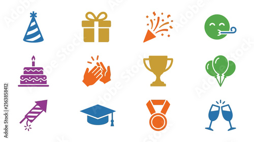 Celebration party and special event colorful icon set.