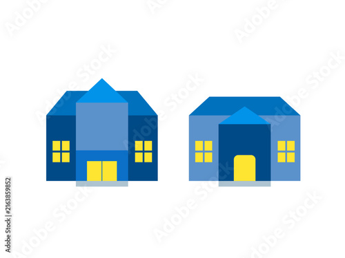 Blue House Real Estate Logo Icon for Residential Property, Architecture, Construction, Housing and Home Sale Business Design