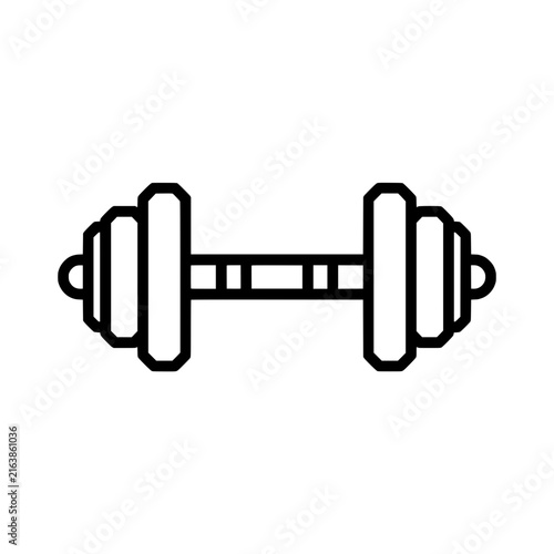 Adjustable dumbbell fitness gym equipment weight plates outline line art vector icon