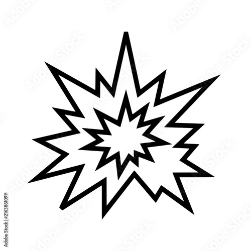 Explosion starburst comic boom blast outline line art vector icon