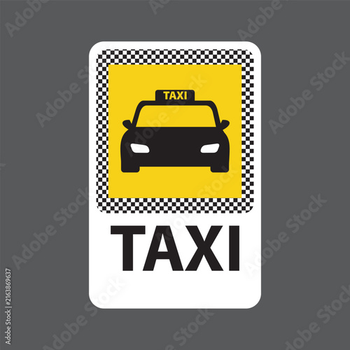Taxi Parking Area Sign Road. Taxi Station Sign, Designated Pickup Area, Public Transportation Indicator.