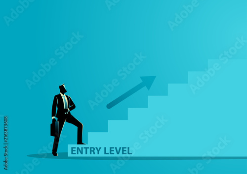 Career Growth Concept, Entry Level Job, Professional Development, Promotion, Career Path, Employee Success and Business Progress Illustration