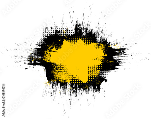 abstract black yellow ink watercolor brush painting banner panel artistic grunge style element design background