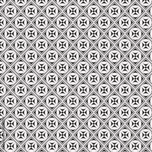 Black and White Geometric Diamond Seamless Pattern with Intricate Ornamental Texture