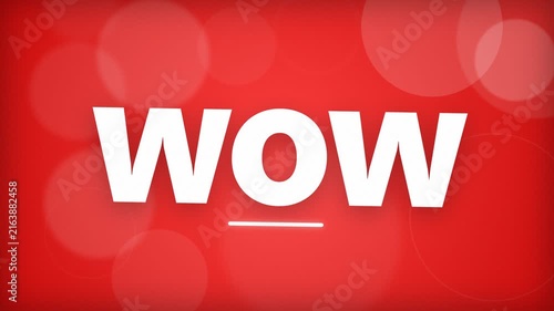 Stunning 'WOW' text graphic on a vibrant red background with abstract light effects