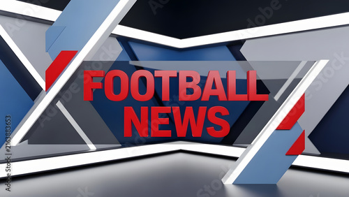 Football News text is prominently displayed in red, positioned within a dynamic, abstract 3D geometric background, ideal for sports media intros.