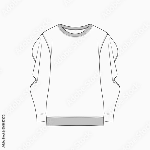 Women's Innovative Top with Different Trims Details 2D Flat Sketches  