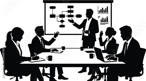 Corporate Business Meeting Presentation Silhouette Vector