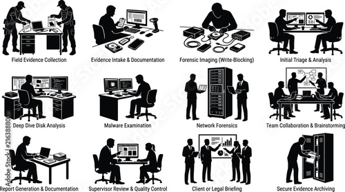 Digital Forensics and Cybersecurity Investigation Silhouette Collection