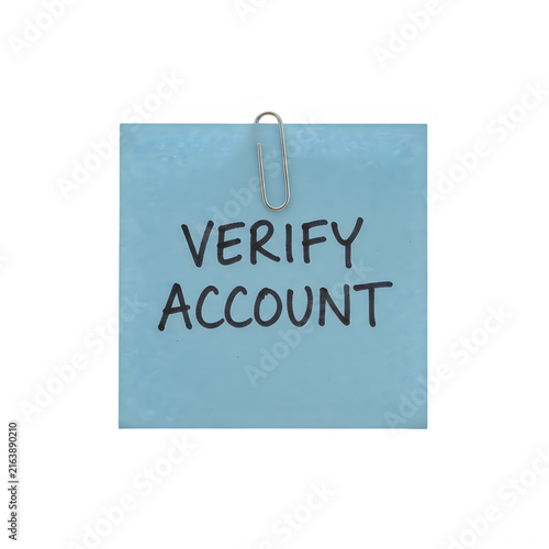 Canvas Print Verify account sticky note on blue background