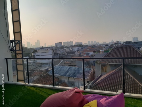 Bild auf Leinwand Rooftop Balcony with Beanbags