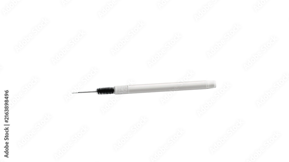 Fototapeta premium White eyebrow brush with background black bristle bristle tip textured on transparent background