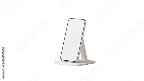 Modern white smartphone holder with screen isolated transparent on transparent background