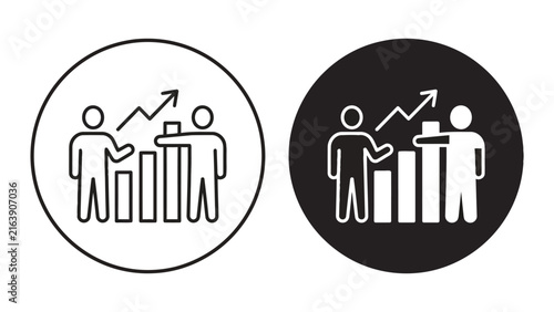 Business growth bar chart icon showing financial success with business, progress