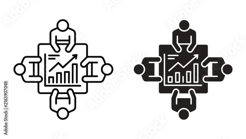 Business meeting around table with growth chart analysis business collaboratio