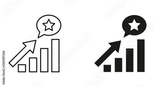 Rising bar chart growth concept with star achievement icon increase business