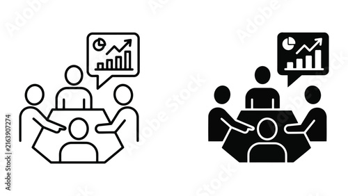 Business team meeting discussing financial chart data with business, discussion