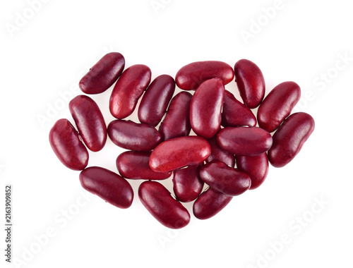 Top view of red beans isolated on the white background