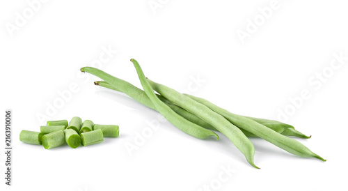 Green beans isolated on white background.