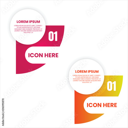 Creative Two Part Infographic Template with Curved Shapes Numbered Sections and Icon Areas