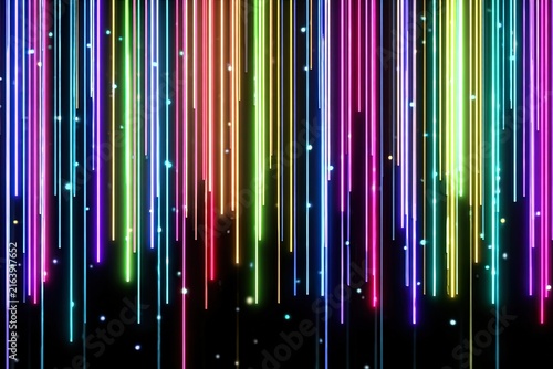 Abstract Background of Colorful Vertical Neon Rain Lines