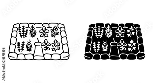 Canvas Print Ancient Mesopotamian Cuneiform Garden Bed, Stylized Illustration, Historical Agr