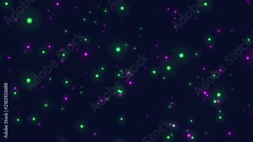 グリーンとパープルのスペイシーなグラフィック　ゆっくり漂う　ループ