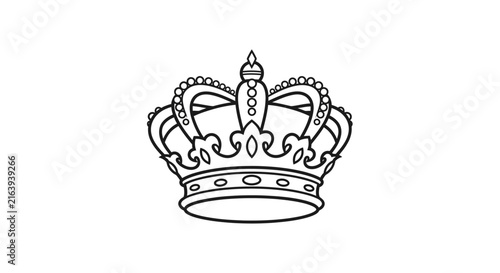 Bild auf Leinwand Black line drawing of a royal crown with crown white background illustration sov