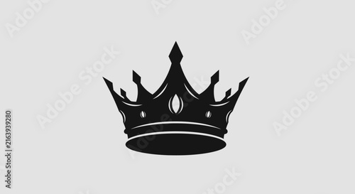 Bild auf Leinwand Black crown icon on light background with centered light gray illustration minim