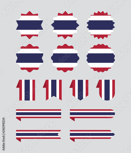 Flag of Thailand Ribbons, Tags, Badges, Banners, Labels – Flat Design Illustration