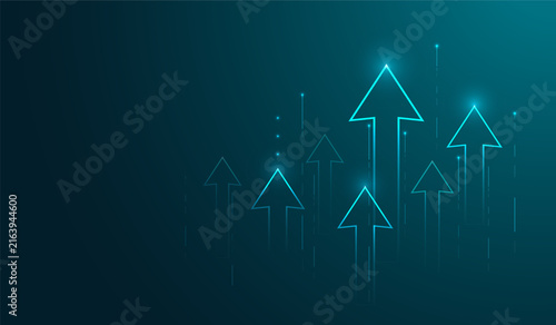 Vector arrow rise and increase business strategy background with growth technology success future finance background