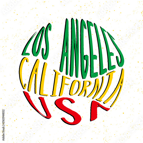 Los Angeles California USA Hand Drawn Typography Travel Poster