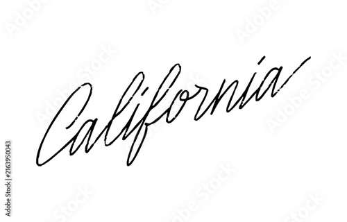 California hand drawn lettering text vector illustration