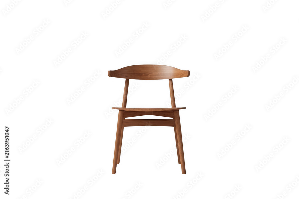 Fototapeta premium Wooden mid-century modern dining chair on transparent background