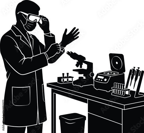 Laboratory Scientist Conducting Scientific Research with Microscope and Lab Equipment