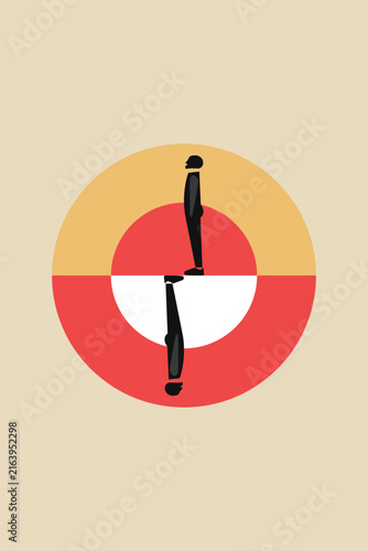 Businessman standing on different side. concept of different opinion, direction, disagreement, miscommunication and risk