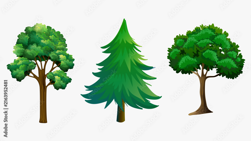 Fototapeta premium Collection of Cartoon Tree