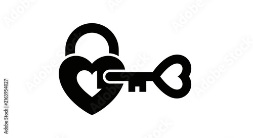 Heart shaped lock with black heart padlock matching heart key relationship protection background security graphic element symbol safety with design
