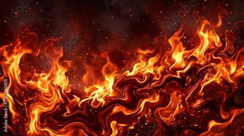 Intense abstract fire flame background with abstract background combustion particle fireball radiance incandescence