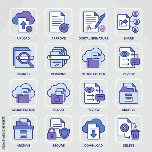 Cloud Technology and IT Services Icon Set