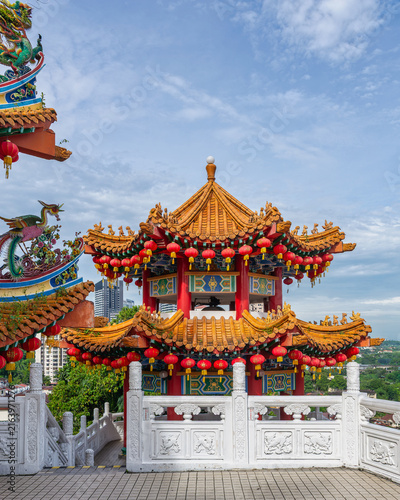 Photography Traditional Chinese architecture and hanging red lanterns at the Thean Hou Templ