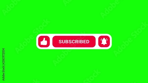 Animated panel of like, subscribe, and notification button youtube elements popping up on green screen backdrop 4K resolution