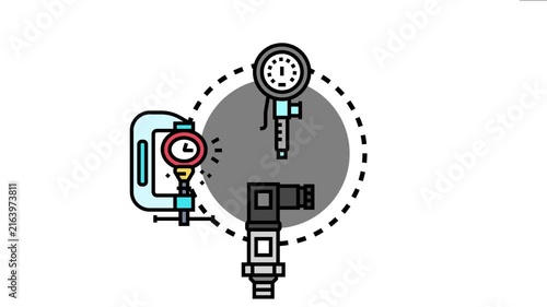 Barometric pressure measurement indicators and sensors creating circular patterns, visualizing weather forecasting, atmospheric science, and meteorological data analysis concepts