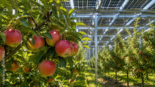 Orchard agrivoltaics apple tree solar panel farm sustainable fruit crop